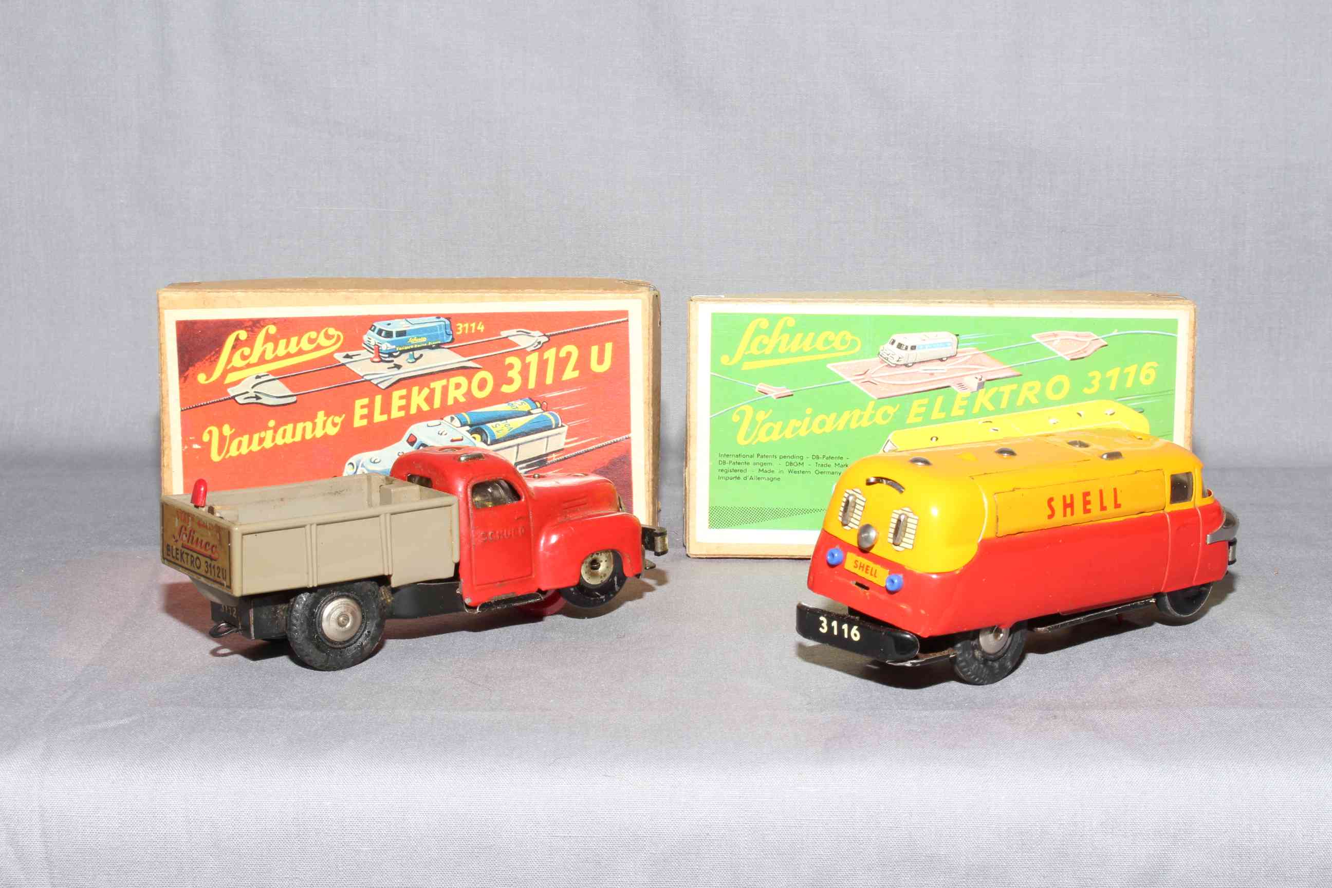 2 x Schuco Varianto Electro. Shell Tanker and Dropside Truck. - Image 2 of 2