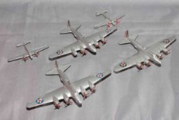 Three Dinky 62g Boeing Flying Fortress plus 2 70d Twin Engined Fighter. Good to Very Good unboxed.