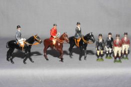 Britains The Hunt figures including Mounted and Standing figures along with Hounds.