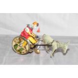 Lehmann Balky Mule clockwork toy. Original paint and clothing. Very Good clockwork motor works.