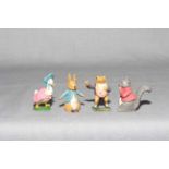 Timpo Peter Rabbit set comprising Mrs Jemima Puddle duck, Peter Rabbit,