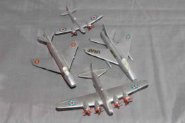 Four Unboxed Tekno aircraft. Super Mystere S1, Super Sabre F100, Flying Fortress and Medium Bomber.