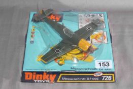 Dinky 726 Messerschmitt BF 109E. Near Mint in Near Mint box complete with decal sheet.