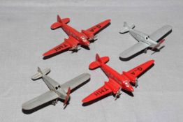 Four x Dinky Aircraft. Two x 62m Light Transport and Two x 60k Percival Gull Light Tourer.