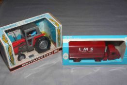 Budgie Toys Scammell Scarab Articulated Truck and Britains 9522 Massey Ferguson Tractor.