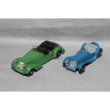 Dinky 38d Alvis and 38f Jaguar SS100 Sports Car. Very Good to Excellent unboxed.