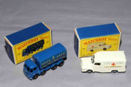 Matchbox Lesney 10 Foden 8 Wheel Sugar Container without crown and 14 Lomas Ambulance.