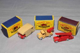 Moko 9 Dennis Fire Escape with Gold trim, 13 Bedford Wreck Truck and 35 ERF Marshall Horse Box.