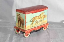 Crawfords Biscuit Tin in shape of Circus Animal Cage Trailer. Excellent.