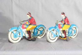 Two JML France tinplate Motorcycles. Excellent unboxed.