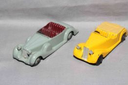 Dinky 38b Sunbeam Talbot and 38c Lagonda with grey hubs. Very Good to Excellent unboxed.