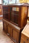 Late 19th Century oak three door side cabinet, 73cm high by 137cm wide by 35cm deep,