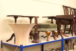 Edwardian mahogany Sutherland table, two pedestal side tables, cabriole leg footstool,