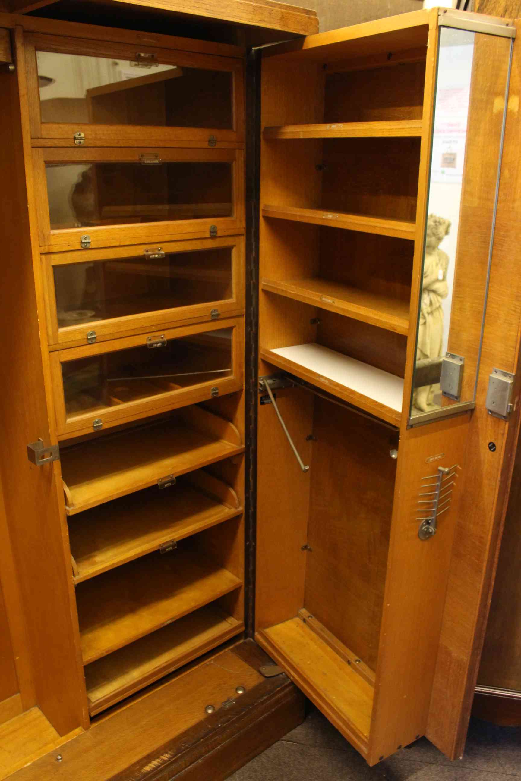 Early 20th Century oak compactum wardrobe bearing Regent St, London label, - Image 4 of 4