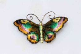 David Anderson, Norway, large sterling silver and enamel butterfly brooch, marked verso, 6cm across.