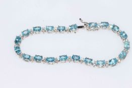 18 carat white gold, aquamarine and diamond bracelet,