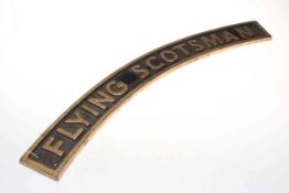 Cast metal Flying Scotsman sign, 72cm.