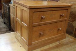 David Langsatff Oakleafman oak adze cut chest of two drawers, 47cm high by 60cm wide by 39cm deep.