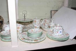 Minton Haddon Hall tableware including part tea set, cakestand, two teapots, etc (36 pieces).