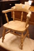 Victorian style beech child's elbow chair and Victorian burr walnut footstool with drawer (2).