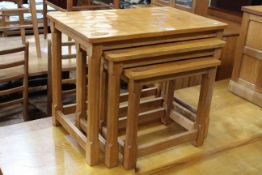 David Langstaff Oakleafman nest of three oak adze cut tables,