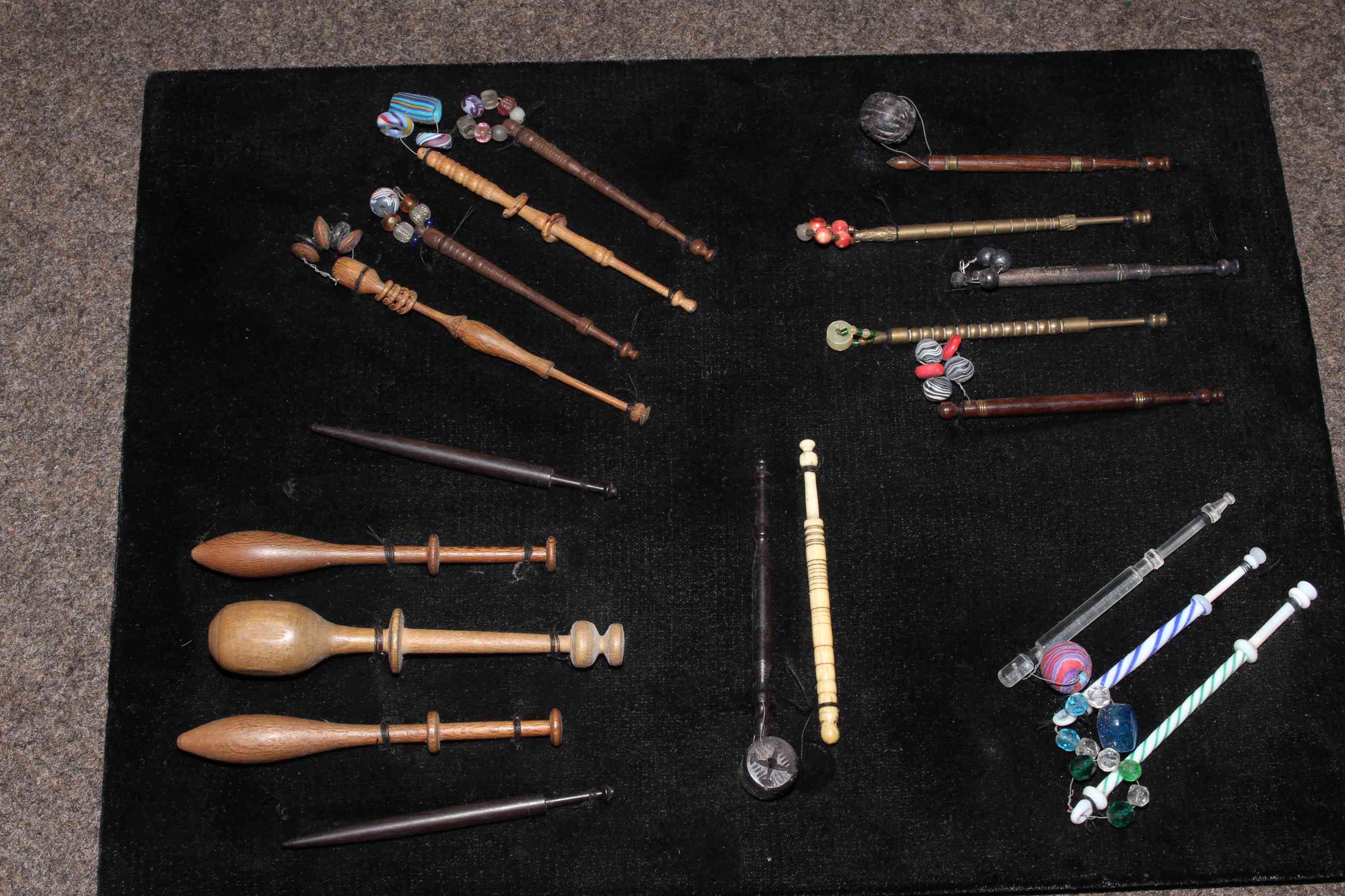 Full shelf of collectable including sewing machine, lace bobbins, knitting sheaths, - Image 4 of 4