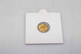 Roman gold coin, Byzantine Roman Emperor Anastasia 1 AD 491-518, 1.4cm diameter.