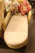 Cane and raffia day bed sofa, 88cm high by 180cm long by 86cm wide.