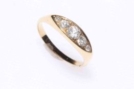 18 carat gold and five stone diamond ring, approximate total diamond weight at least 1 carat,