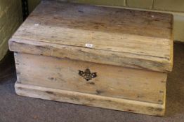 Pine partitioned trunk, 36cm high by 79cm wide by 50cm deep. (Well used).