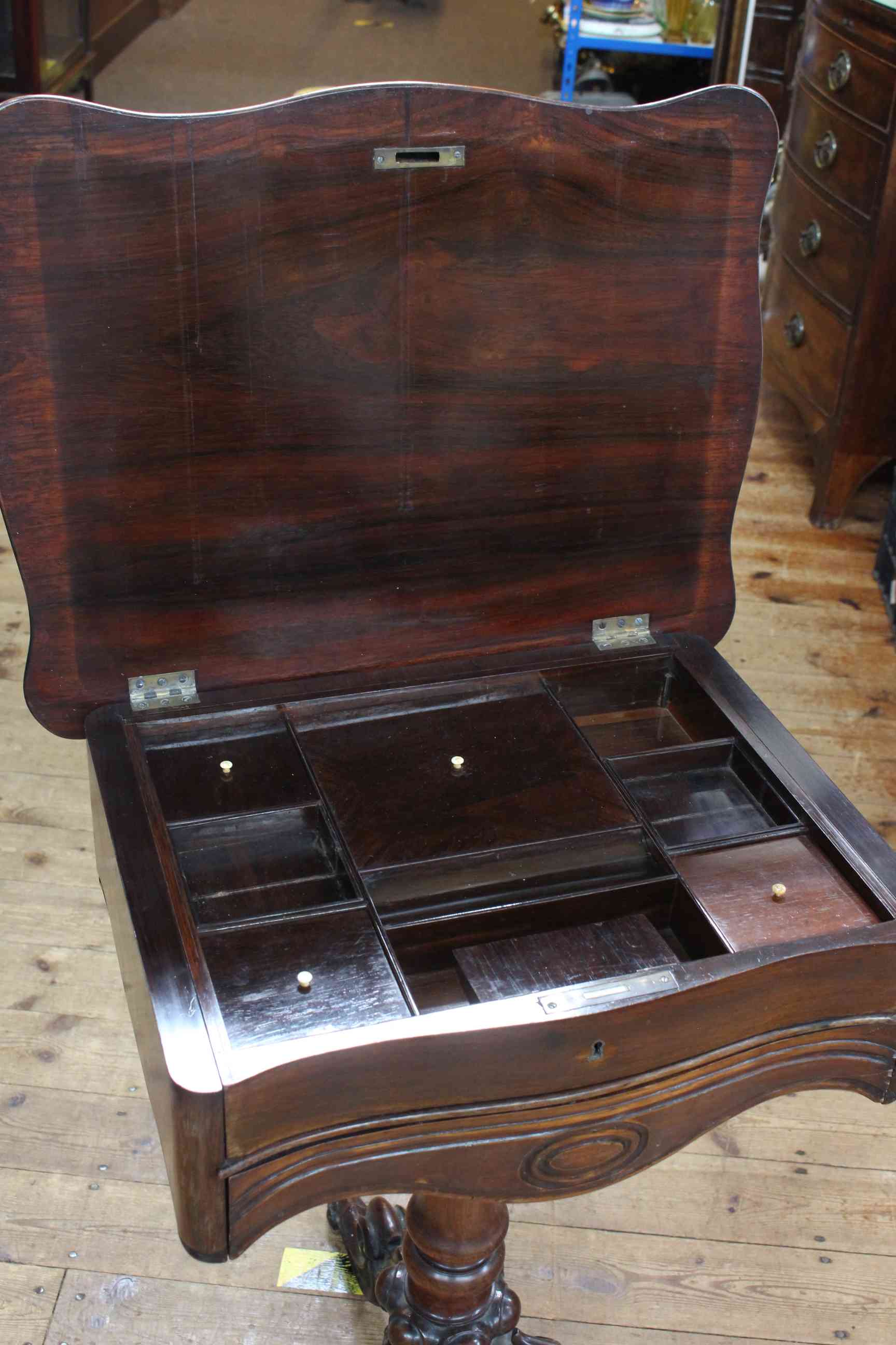 Victorian sewing table of serpentine form, - Image 3 of 3