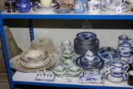 Large collection of china including Denby Arabesque table ware, blue and white,
