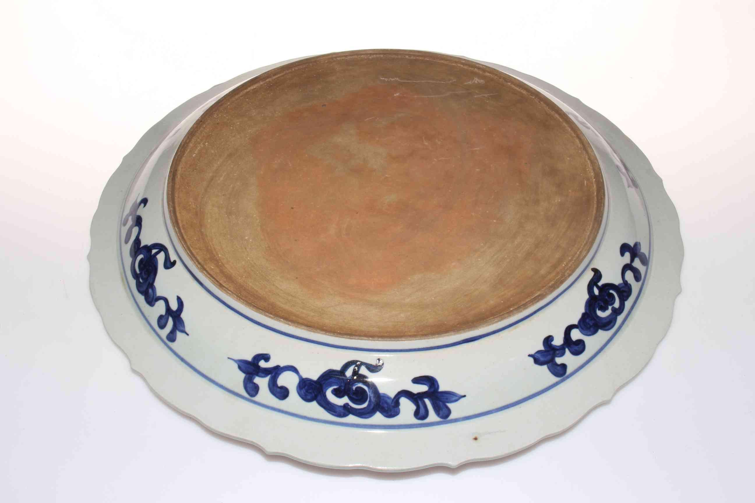 Oriental blue and white charger decorated with exotic bird and flora, 45cm diameter. - Image 2 of 2