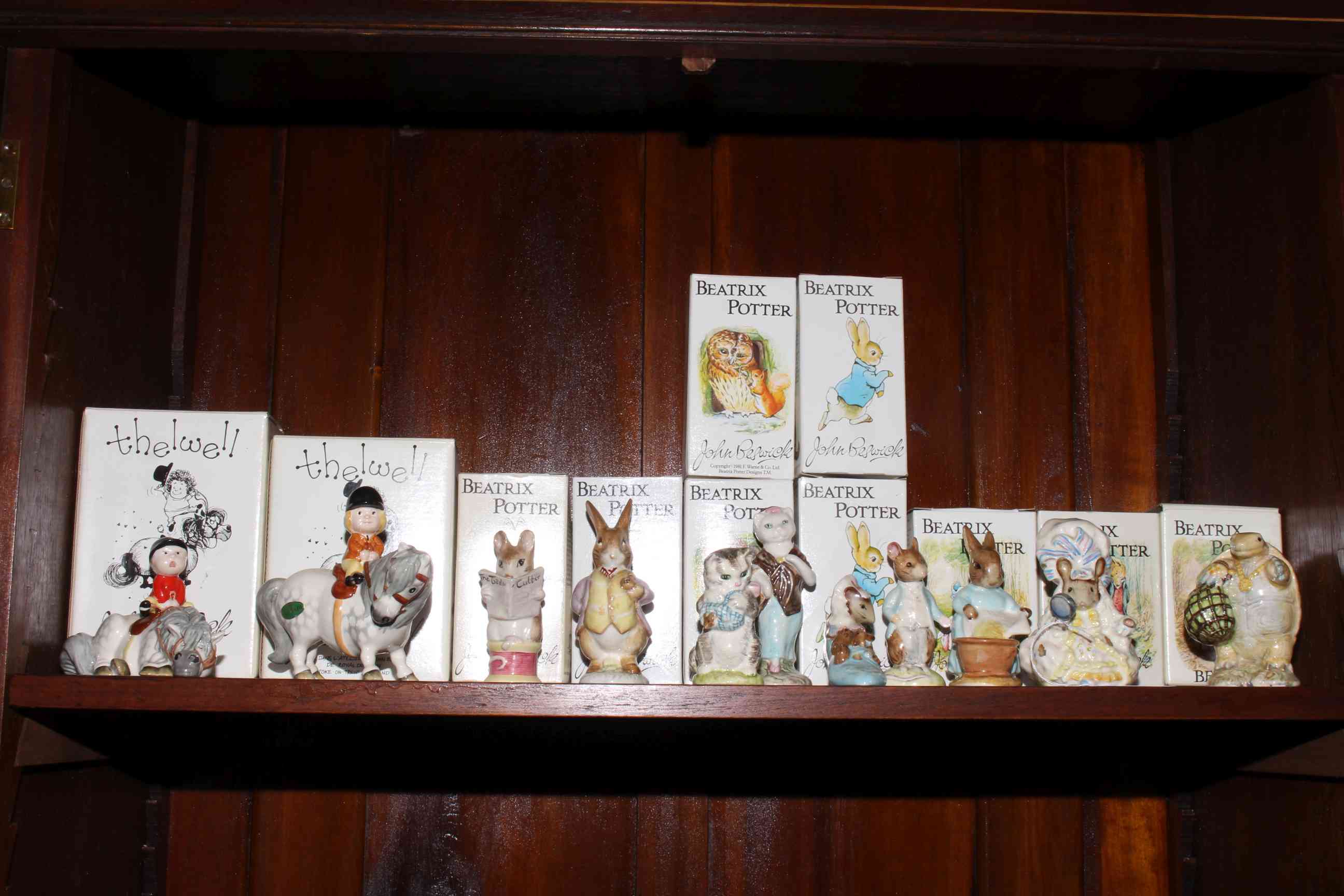 Nine Beswick Beatrix Potter figures including Lady Mouse,