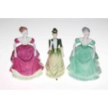 Three Royal Doulton and three Coalport ladies: Marie, Country Rose, Southern Belle, Flair,