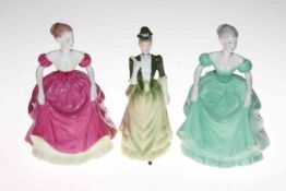 Three Royal Doulton and three Coalport ladies: Marie, Country Rose, Southern Belle, Flair,