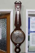 Early 19th Century mahogany banjo barometer having silvered dial signed D.