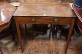 Late 19th Century mahogany single drawer side table on square tapering legs,