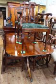 Mahogany nine piece dining suite comprising three door chiffonier 90cm high by 169cm wide by 50cm