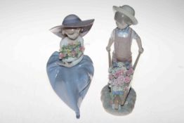 Two Lladro pieces, Fragrant Bouquet, 5862, with box, 20cm, together with Wheelbarrow with flowers,