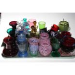 Collection of 19th Century and later coloured glass including vases, wine glasses, ashtrays, etc.