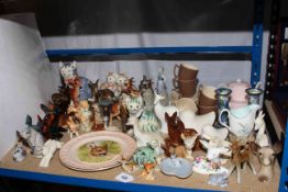 Collection of deer and other animal ornaments, two part tea sets, etc.