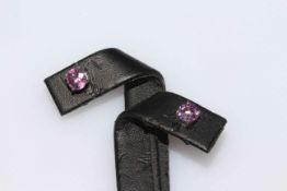 Pair 18 carat white gold pink sapphire earrings, total approximate sapphire weight 2.3 carats.