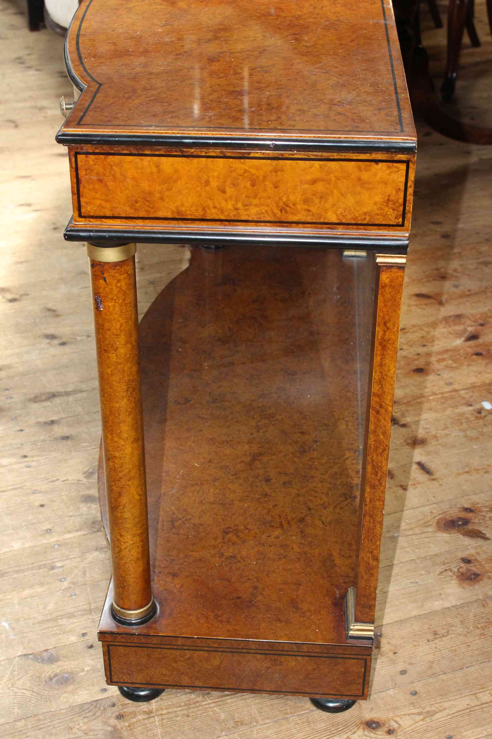 Empire style bow front console in burr veneered with metal mounts, - Image 3 of 3