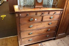 19th Century mahogany chest of six drawers on disc feet, 111cm high by 124cm wide by 56cm deep.