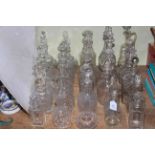 Thirty assorted 19th & 20th Century decanters, mostly with stoppers.