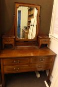 Edwardian mahogany and satinwood inlaid combination wardrobe and dressing table,