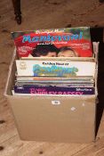 Two boxes of LP records including 60's, musical, classical, etc.