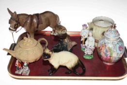 Beswick trout 1032, Goebel bird, Sylvac donkey, Coopercraft cat, Locke & Co.