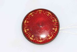 Marius Hammer silver and guilloche enamel brooch, 4cm diameter, bearing monogram, sterling.